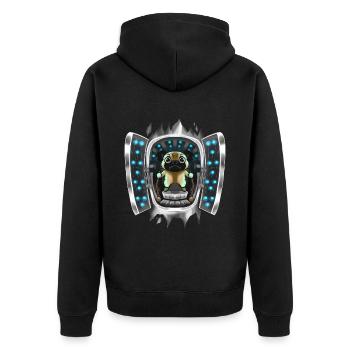 Pug Inside Costume Pug Takes Over Control - Unisex Premium Organic Zip Hoodie - black - Back - Nico (187cm)