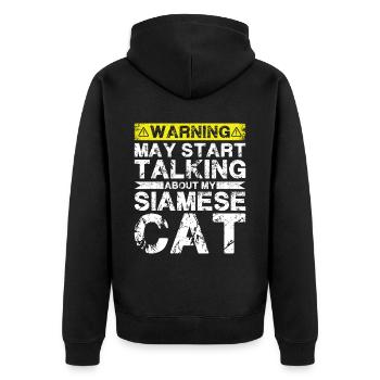 Apropos Siamkatze - Unisex Premium Bio Zip Hoodie - Schwarz - Hinten - Nico (187cm)