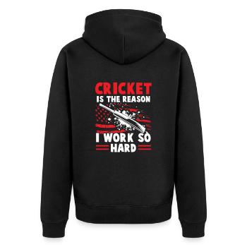 Cricket - Unisex Premium Bio Zip Hoodie - Schwarz - Hinten - Nico (187cm)