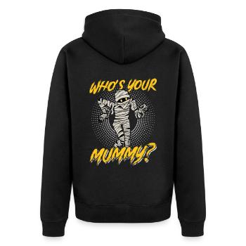 Wer Ist Deine Mumie - Ägyptologe - Unisex Premium Bio Zip Hoodie - Schwarz - Hinten - Nico (187cm)