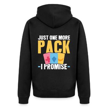 Nur Noch Eine Packung - Versprochen - Sammelkarte - Unisex Premium Bio Zip Hoodie - Schwarz - Hinten - Nico (187cm)