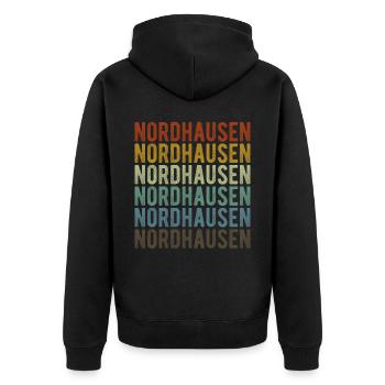 Nordhausen Stadt Retro Vintage - Unisex Premium Bio Zip Hoodie - Schwarz - Hinten - Nico (187cm)