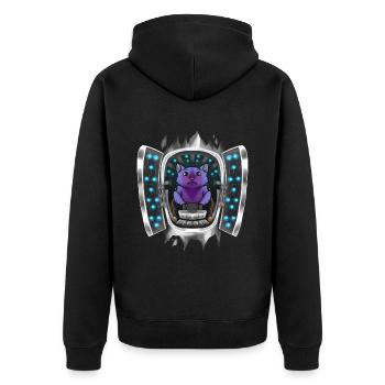 Purple Bat Inside Costume Purple Bat Takes Over - Unisex Premium Bio Zip Hoodie - Schwarz - Hinten - Nico (187cm)