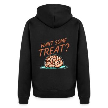 Zombie Brain Want Some Treat Halloween - Unisex Premium Organic Zip Hoodie - black - Back - Nico (187cm)