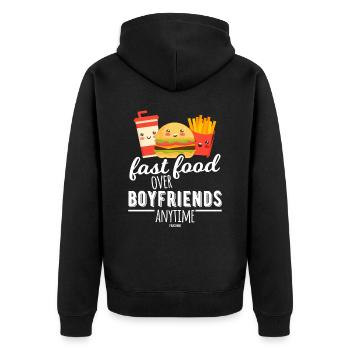 Fast Food für Mädchen - Unisex Premium Bio Zip Hoodie - Schwarz - Hinten - Nico (187cm)