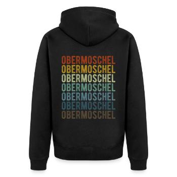 Obermoschel Stadt Retro Vintage - Unisex Premium Organic Zip Hoodie - black - Back - Nico (187cm)