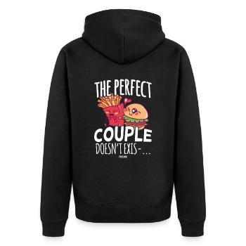 Imbissbude cooler Spruch - Unisex Premium Bio Zip Hoodie - Schwarz - Hinten - Nico (187cm)