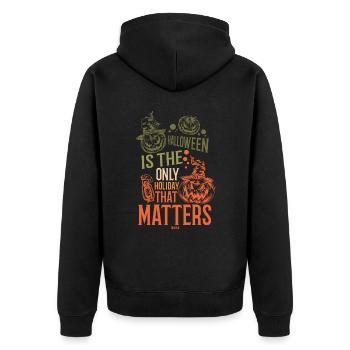 Halloween Horror Pumpkin Party - Unisex Premium Organic Zip Hoodie - black - Back - Nico (187cm)