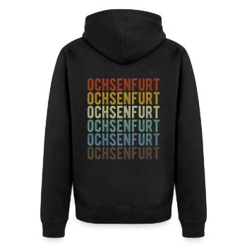 Ochsenfurt City Retro Vintage - Veste à capuche bio Premium Unisexe - noir - Dos - Nico (187cm)