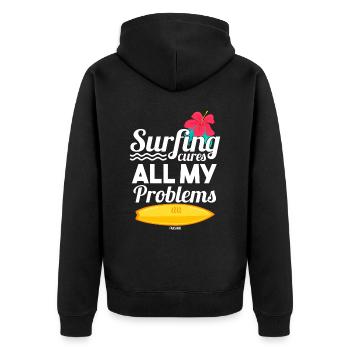 Surfboard - Unisex Premium Organic Zip Hoodie - black - Back - Nico (187cm)