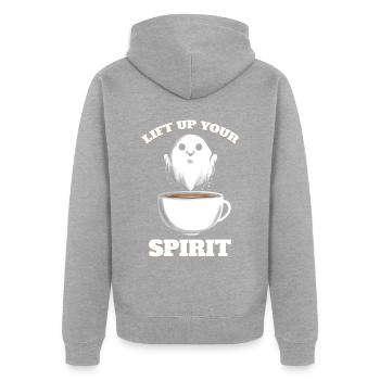 Coffee Cup To Lift Up Your Spirit Ghost Halloween - Unisex Premium Organic Zip Hoodie - heather grey - Back - Nico (187cm)