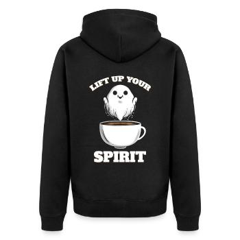 Coffee Cup To Lift Up Your Spirit Ghost Halloween - Unisex Premium Bio Zip Hoodie - Schwarz - Hinten - Nico (187cm)
