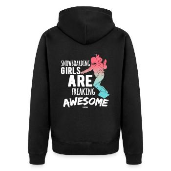 Wintersport für Frauen und Mädchen - Unisex Premium Bio Zip Hoodie - Schwarz - Hinten - Nico (187cm)