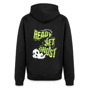 Ready Set Ghost Instead Of Ready Set Go Spirit On - Unisex Premium Organic Zip Hoodie - black - Back - Nico (187cm)