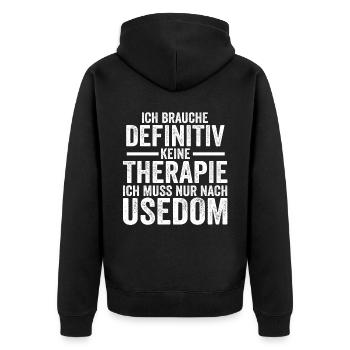 Ostsee Usedom - Unisex Premium Bio Zip Hoodie - Schwarz - Hinten - Nico (187cm)