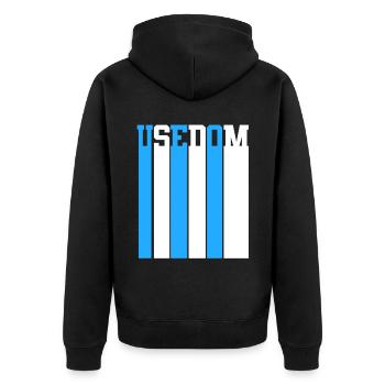 Ostsee Usedom - Unisex Premium Bio Zip Hoodie - Schwarz - Hinten - Nico (187cm)
