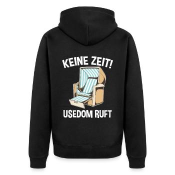 Ostsee Usedom - Unisex Premium Bio Zip Hoodie - Schwarz - Hinten - Nico (187cm)