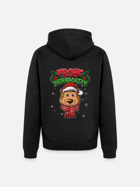 Frohe Weihnachten - Unisex Premium Bio Zip Hoodie - Schwarz