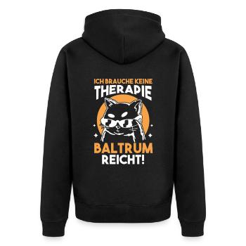 Nordsee Baltrum - Unisex Premium Bio Zip Hoodie - Schwarz - Hinten - Nico (187cm)