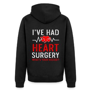 Open Heart Surgery Gift - Unisex Premium Organic Zip Hoodie - black - Back - Nico (187cm)