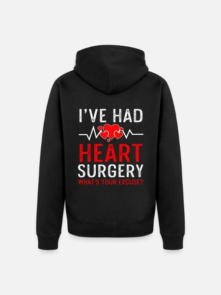 Open Heart Surgery Gift - Unisex Premium Organic Zip Hoodie - black