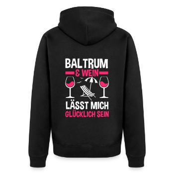 Nordsee Wein Baltrum - Unisex Premium Bio Zip Hoodie - Schwarz - Hinten - Nico (187cm)