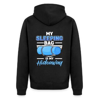 Camping Bergpfad Abenteuer Wanderer - Unisex Premium Bio Zip Hoodie - Schwarz - Hinten - Nico (187cm)