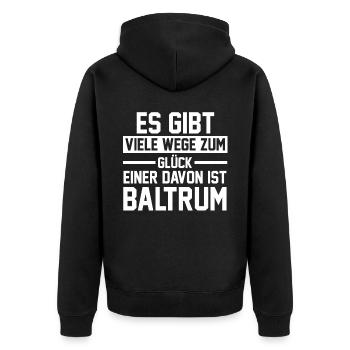 Nordsee Baltrum - Unisex Premium Bio Zip Hoodie - Schwarz - Hinten - Nico (187cm)