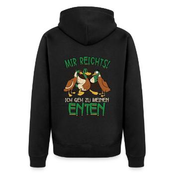 Mir reichts ich geh zu meinen Enten - Unisex Premium Bio Zip Hoodie - Schwarz - Hinten - Nico (187cm)