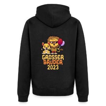 Großer Bruder 2023 - Unisex Premium Bio Zip Hoodie - Schwarz - Hinten - Nico (187cm)
