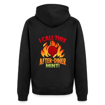 Ich nenne das Chili Minze Design - Unisex Premium Bio Zip Hoodie - Schwarz - Hinten - Nico (187cm)