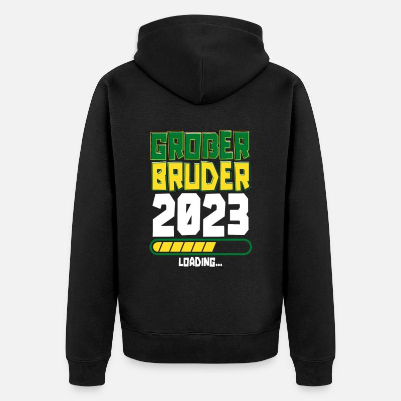 Großer Bruder Loading 2023 - Unisex Premium Bio Zip Hoodie - Schwarz