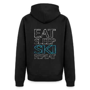 Eating Sleeping Ski - Unisex Premium Organic Zip Hoodie - black - Back - Nico (187cm)