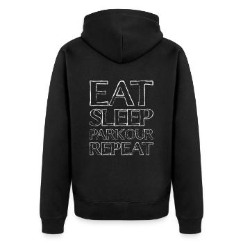 Eating Sleep Parkour - Unisex Premium Organic Zip Hoodie - black - Back - Nico (187cm)