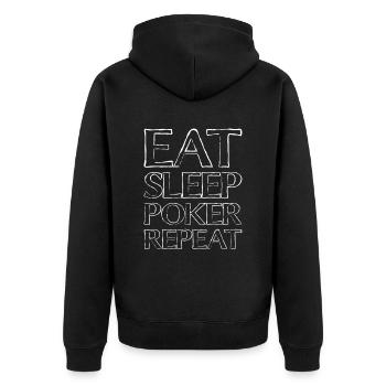 Eating Sleep Poker - Unisex Premium Organic Zip Hoodie - black - Back - Nico (187cm)