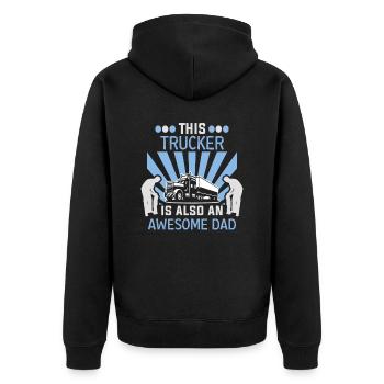 Trucker Vatertag Fernfahrer LKW Fahrer - Unisex Premium Bio Zip Hoodie - Schwarz - Hinten - Nico (187cm)