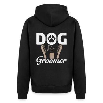 Chemise de toiletteur professionnel pour chien pour hommes Funnier - Veste à capuche bio Premium Unisexe - noir - Dos - Nico (187cm)