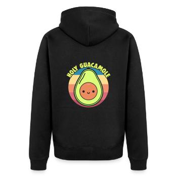 Avocado Design für Vegetarier und Veganer - Unisex Premium Bio Zip Hoodie - Schwarz - Hinten - Nico (187cm)