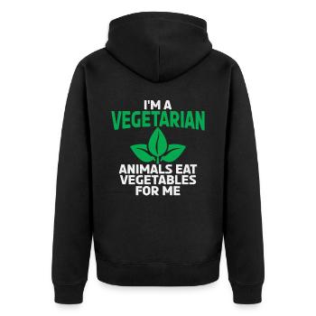 Vegetarische Tiere Essen Gemüse Für Mich Lustiger - Unisex Premium Bio Zip Hoodie - Schwarz - Hinten - Nico (187cm)