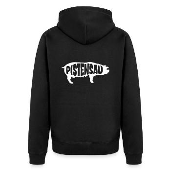Skifahrer Pistensau Ski - Unisex Premium Bio Zip Hoodie - Schwarz - Hinten - Nico (187cm)