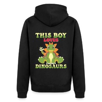 Dino Dinosaur T-Rex Boy Young Gift - Unisex Premium Organic Zip Hoodie - black - Back - Nico (187cm)