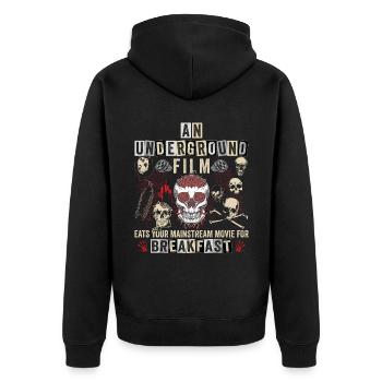 Underground Film, Independent Cinema, Horror - Unisex Premium Bio Zip Hoodie - Schwarz - Hinten - Nico (187cm)