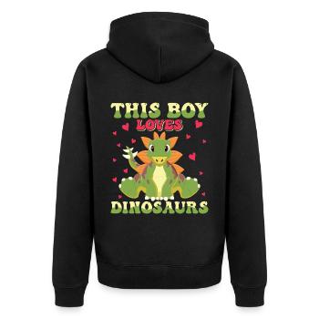 Dino Dinosaur T-Rex Boy Young Gift - Unisex Premium Organic Zip Hoodie - black - Back - Nico (187cm)