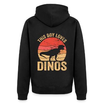 Dino Dinosaur T-Rex Boy Young Gift - Unisex Premium Organic Zip Hoodie - black - Back - Nico (187cm)
