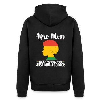 Afro Mom Like A Normal Mom Just Much Cooler Black - Unisex Premium Bio Zip Hoodie - Schwarz - Hinten - Nico (187cm)
