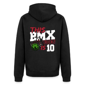 Ce pilote de Bmx est 10 Cool Bike Kids 10. - Veste à capuche bio Premium Unisexe - noir - Dos - Nico (187cm)