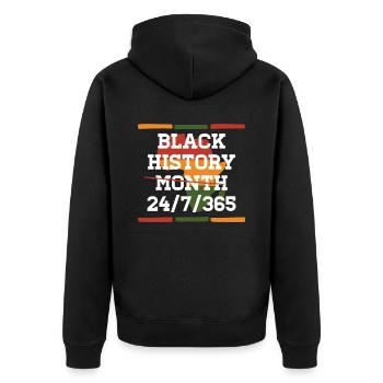 Black History Month 24/7/365 Celebrate the - Unisex Premium Organic Zip Hoodie - black - Back - Nico (187cm)