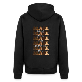 Histoire des Noirs Black Power Black - Veste à capuche bio Premium Unisexe - noir - Dos - Nico (187cm)