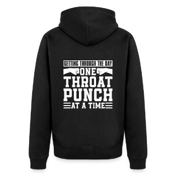 Kickboxing Getting Through The Day Kickboxer Fight - Unisex Premium Bio Zip Hoodie - Schwarz - Hinten - Nico (187cm)