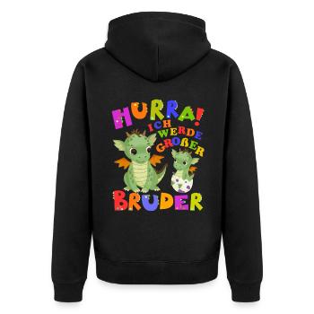 Hurra! Ich Werde Großer Bruder Cute Dragon Baby - Unisex Premium Bio Zip Hoodie - Schwarz - Hinten - Nico (187cm)
